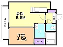 プライム・アーバン北11条 1LDKの間取図画像