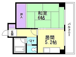 アルファスクエア北13条 1DKの間取図画像