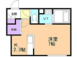 フランジュールあいの里 1Kの間取図画像