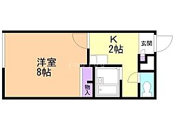 レオパレスライズ323 1Kの間取図画像