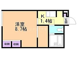 レオパレスエムス 1Kの間取図画像