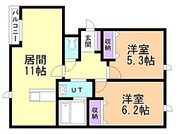 アヴェニール 2LDKの間取図画像