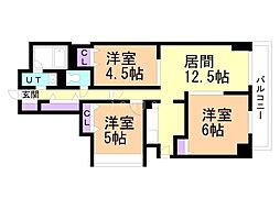 パルティーレN23 3LDKの間取図画像