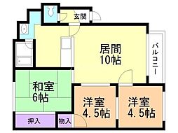 サテラ1-2 3LDKの間取図画像