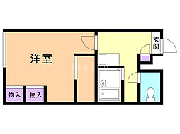 レオパレスカーミーエルム 1Kの間取図画像