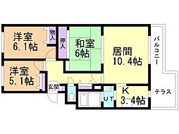 メゾンドルチェ新川 3LDKの間取図画像