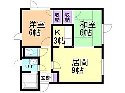 カーサ福士-1 2LDKの間取図画像