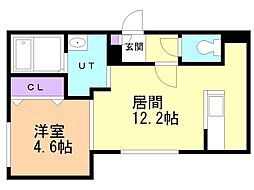 レジデンス北23条 1LDKの間取図画像