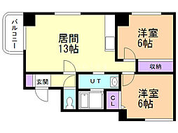 スノーアヴェニュー広和No.12 2LDKの間取図画像