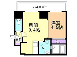 クレア北24条 1LDKの間取図画像