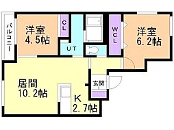 向日葵麻生 2LDKの間取図画像