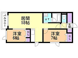 輝房 2LDKの間取図画像