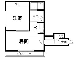 グランメール康友館 1LDKの間取図画像