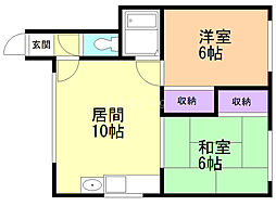 Uレジデンス望来3 2LDKの間取図画像