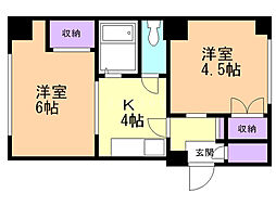 チサンマンション札幌第一 2DKの間取図画像