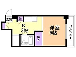 アクアトピア麻生 1Kの間取図画像