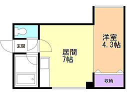 パレスサザンクロス 1DKの間取図画像
