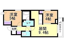 クラッセ札幌シティアクシアノーステラス 2LDKの間取図画像