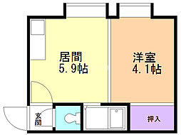 クルーズハウスキタ31ジョウB 1DKの間取図画像
