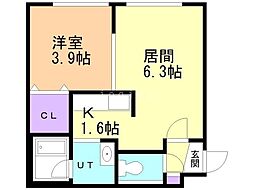 ブランノワール麻生エクサゴーヌ 1LDKの間取図画像