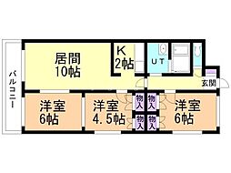 スノーベル・みずき2 3LDKの間取図画像