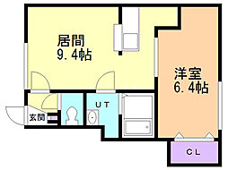 K's勝田 1DKの間取図画像