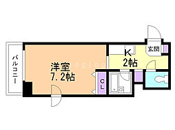 メゾンクレスト北大前2 1Kの間取図画像