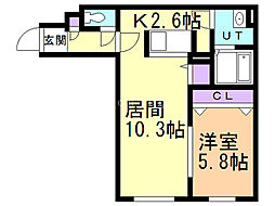 パティオN9 1LDKの間取図画像