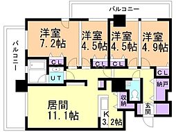 ビッグパレス北14条 4LDKの間取図画像