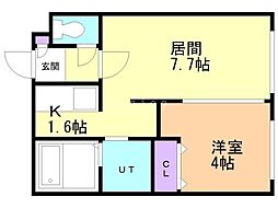 シティレジデンス北30条 1LDKの間取図画像