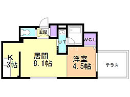 シエルノース22 1LDKの間取図画像