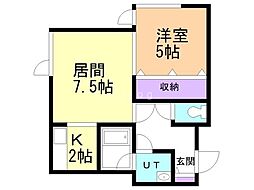 ラテール屯田 1LDKの間取図画像