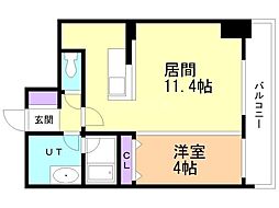 バロンドール 1LDKの間取図画像