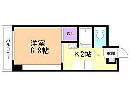 メゾンクレスト北大前2 1Kの間取図画像