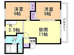 アドマーニ 2LDKの間取図画像
