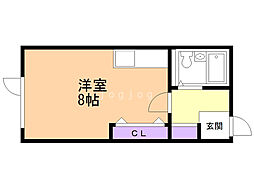 AS457 ワンルームの間取図画像