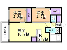 REGINAN22 2LDKの間取図画像