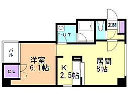エスポワール204 1LDKの間取図画像