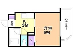 ヒューマンプラザ北大前 1Kの間取図画像
