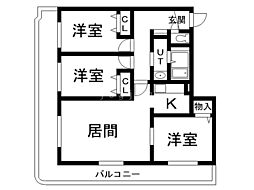 パークハイツH 3LDKの間取図画像
