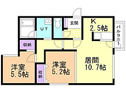 パルモード麻生 2LDKの間取図画像