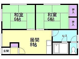 コーポ吉田 2DKの間取図画像