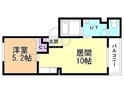 プリミエールN29 1LDKの間取図画像