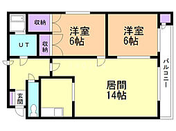 ハピネス386 2LDKの間取図画像