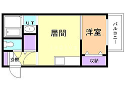 アベリアハイムあいの里 1DKの間取図画像