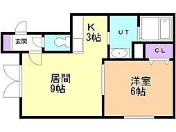 フルール・エス 1LDKの間取図画像