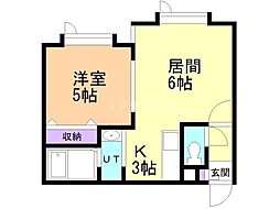 ノースパレスN42 1LDKの間取図画像