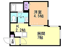 ビヨンド麻生 1LDKの間取図画像