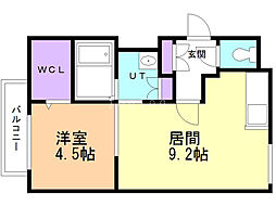 L.VALLEYMH麻生 1LDKの間取図画像