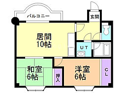 ピアレス麻生 2LDKの間取図画像